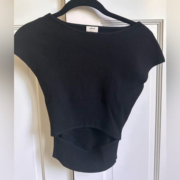 Aritzia Wilfred Cut-Out Knit Top in Black (Size S) - Picture 5 of 6